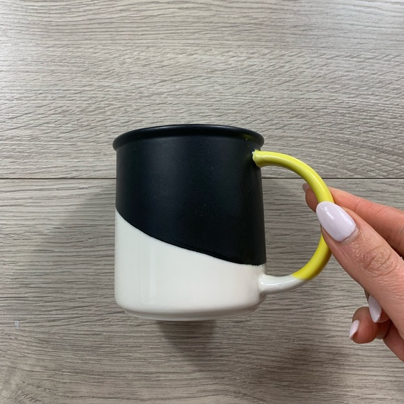 Starbucks Matte Black White Angle Dipped Glaze Yellow Handle Coffee Mug 2017 - Picture 8 of 8